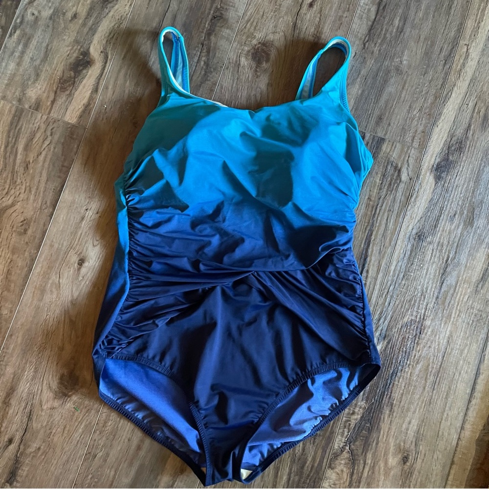 Lands end blue ombre, one piece swimsuit, size 16